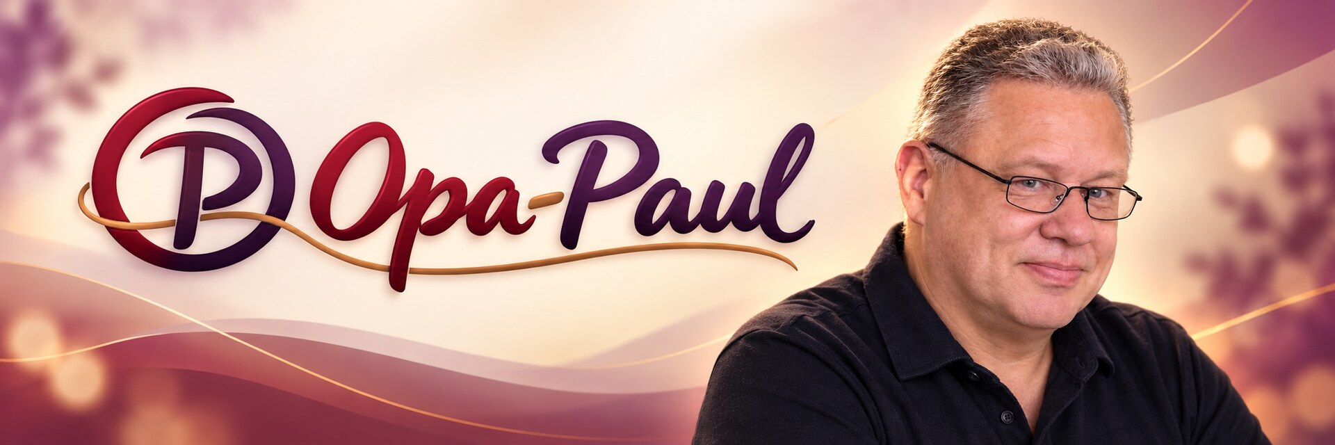 Opa-Paul – persönlicher Banner von Oliver in Weinrot, Lila und warmen Farbtönen